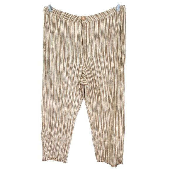 Free People Womens Brown Marta Yarn Dye Trouser Fringe Hem Relaxed Fit Size 12 - Picture 1 of 9